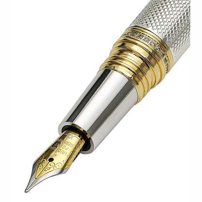 Xezo - Close-up view of the section and nib of the Maestro 925 Sterling Silver F-2 fountain pen