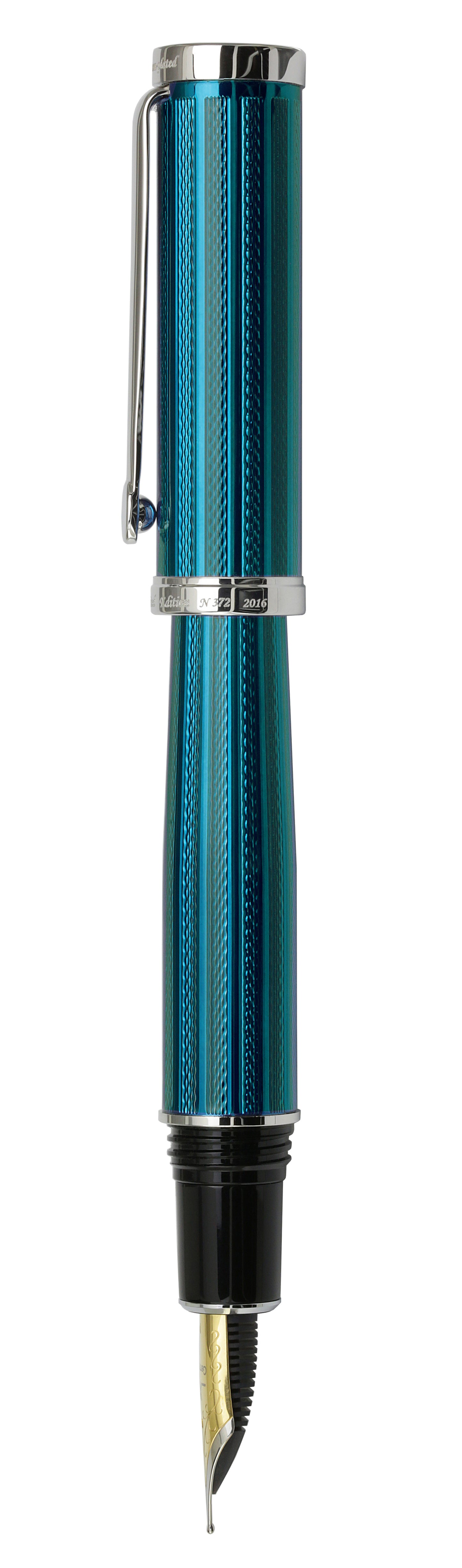 Xezo - Side view of the Architect Azure Blue F-2 fountain pen