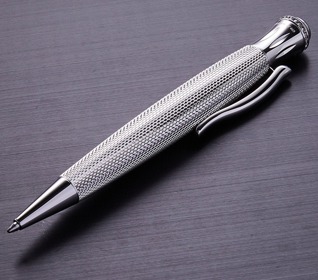 Xezo - Angled 3D front view of the Austrian Crystal B-1 ballpoint pen