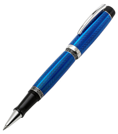 Xezo - Angled view of the side of the Maestro LeGrand Tanzanite R rollerball pen