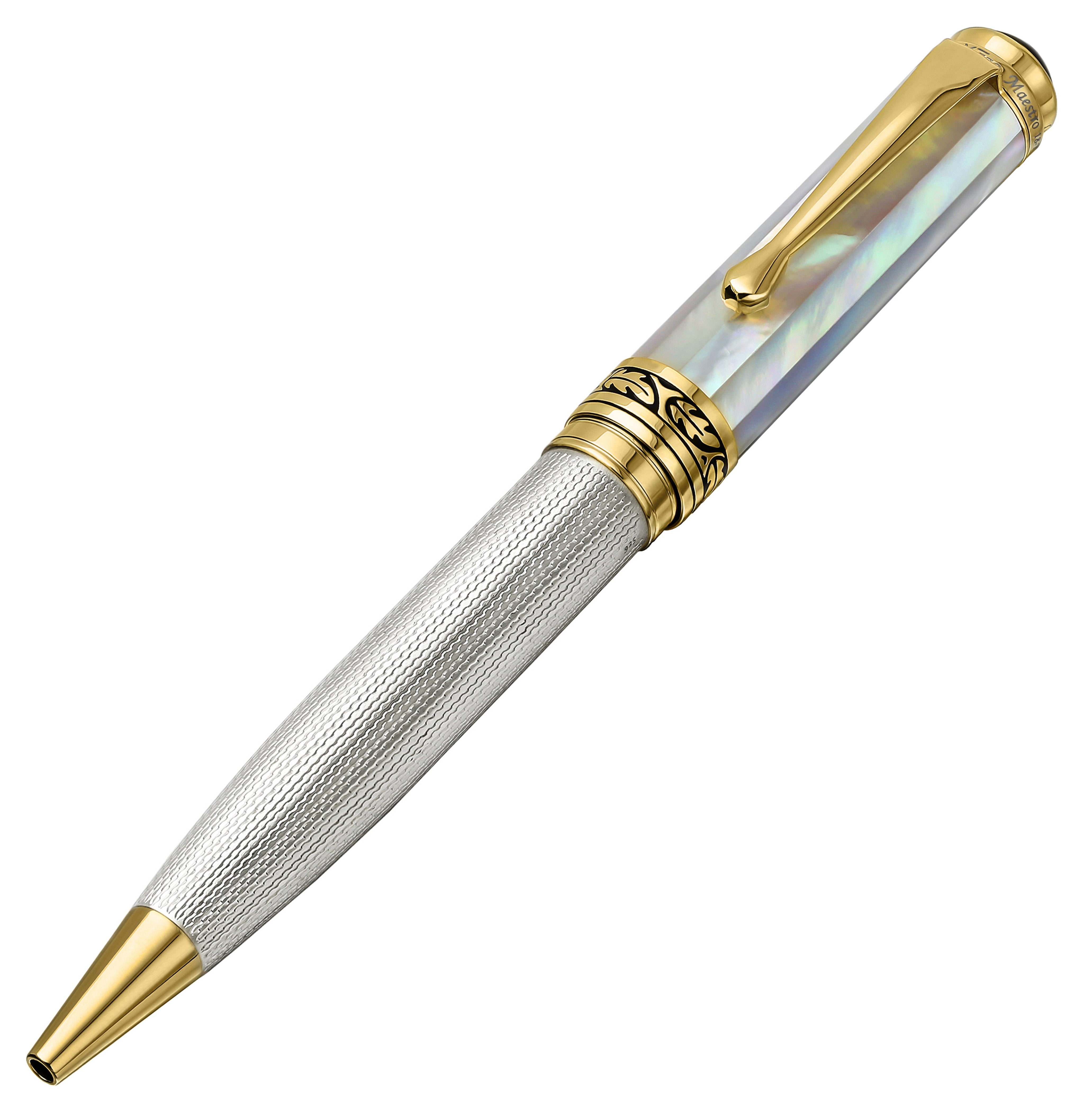 Maestro® 925 Sterling Silver Ballpoint Pen - White Mother of Pearl Cap