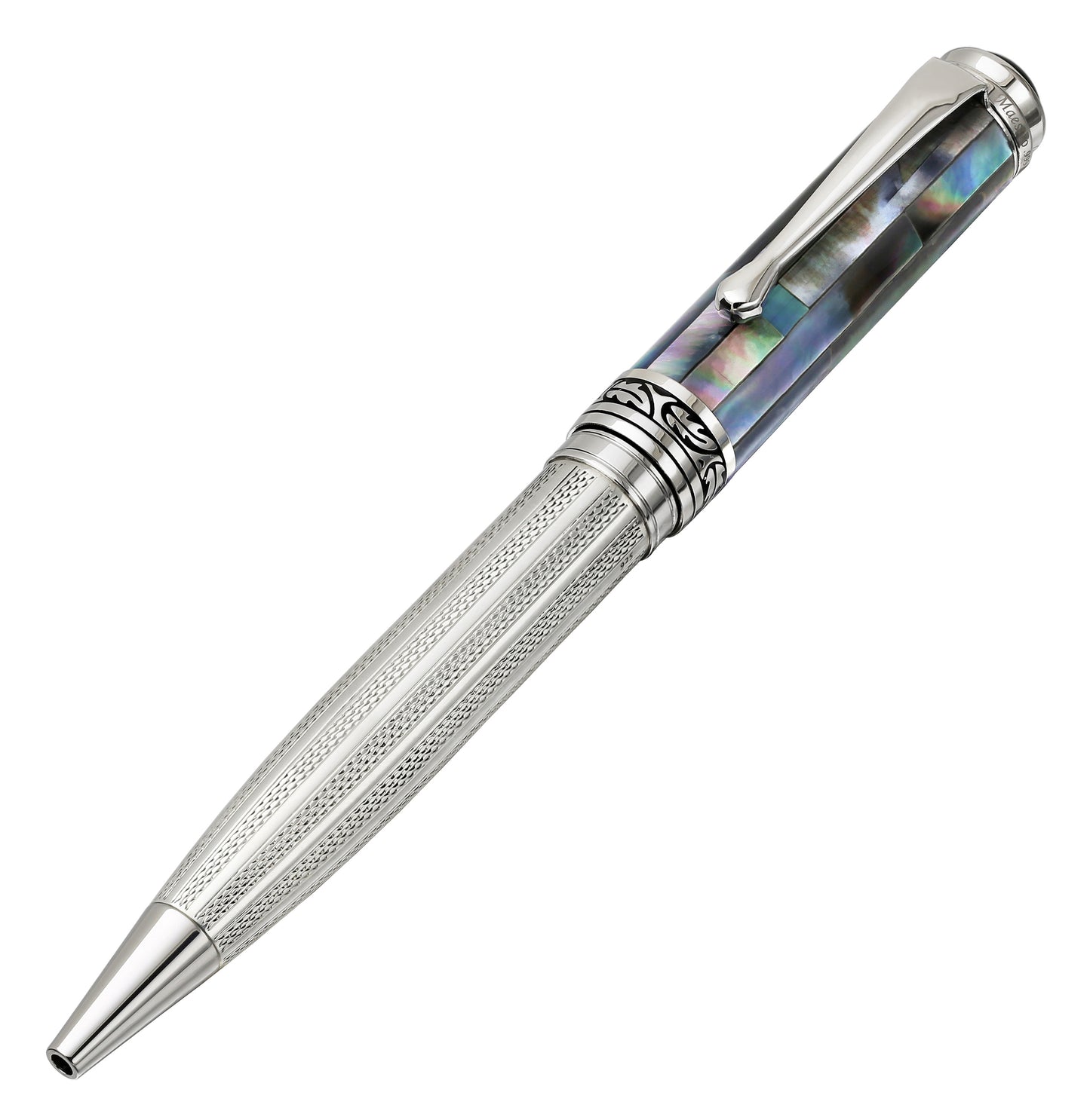 Xezo - Angled view of the front of Maestro 925 BL MOP B ballpoint pen