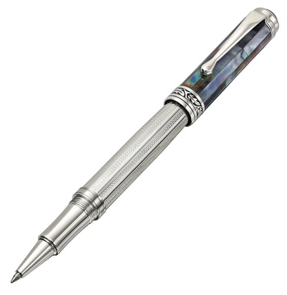 Xezo - Angled view of the front of the Maestro 925 BL MOP R rollerball pen