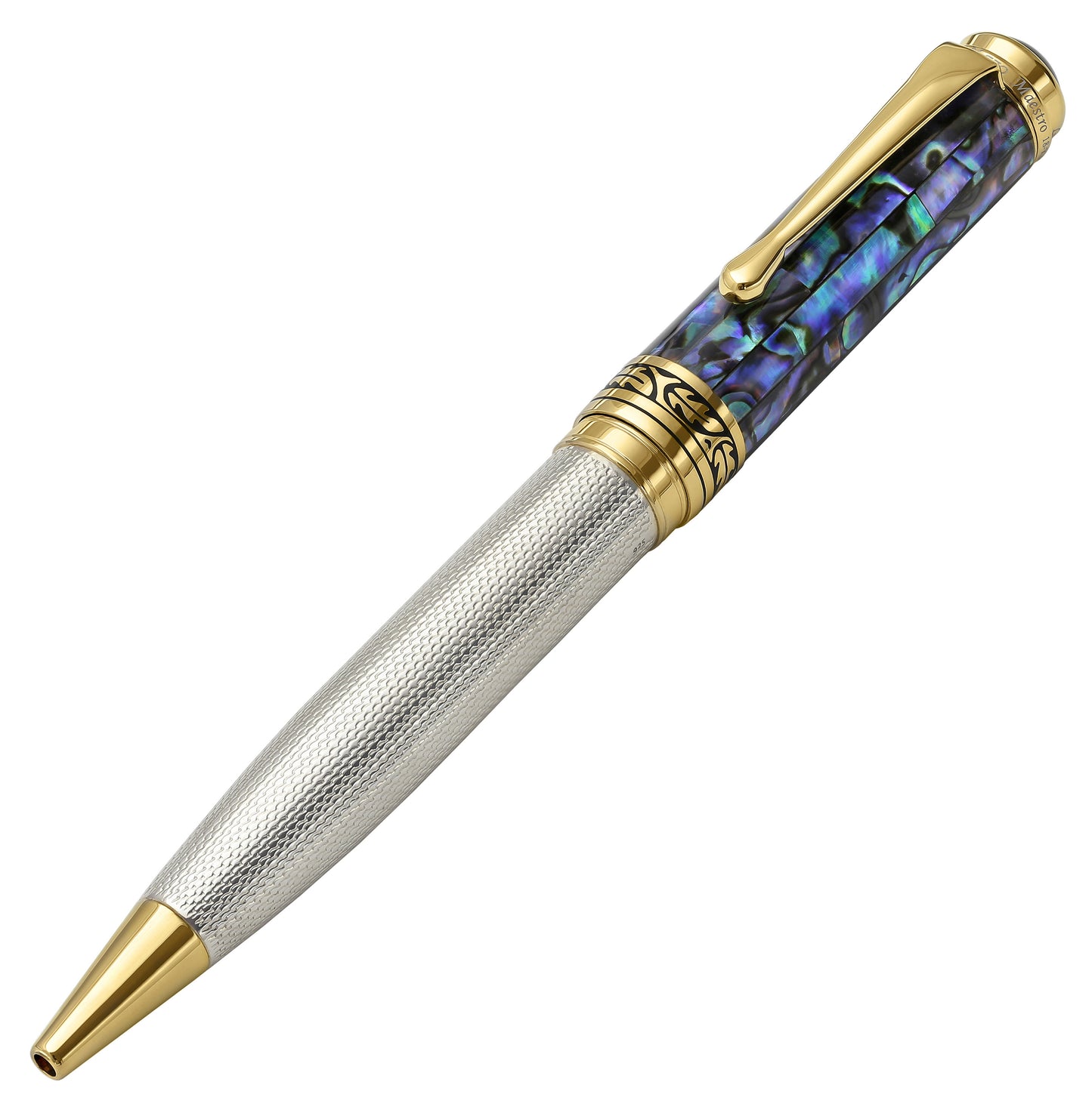 Xezo - Angled view of the front of the Maestro 925 Sea Shell B ballpoint pen