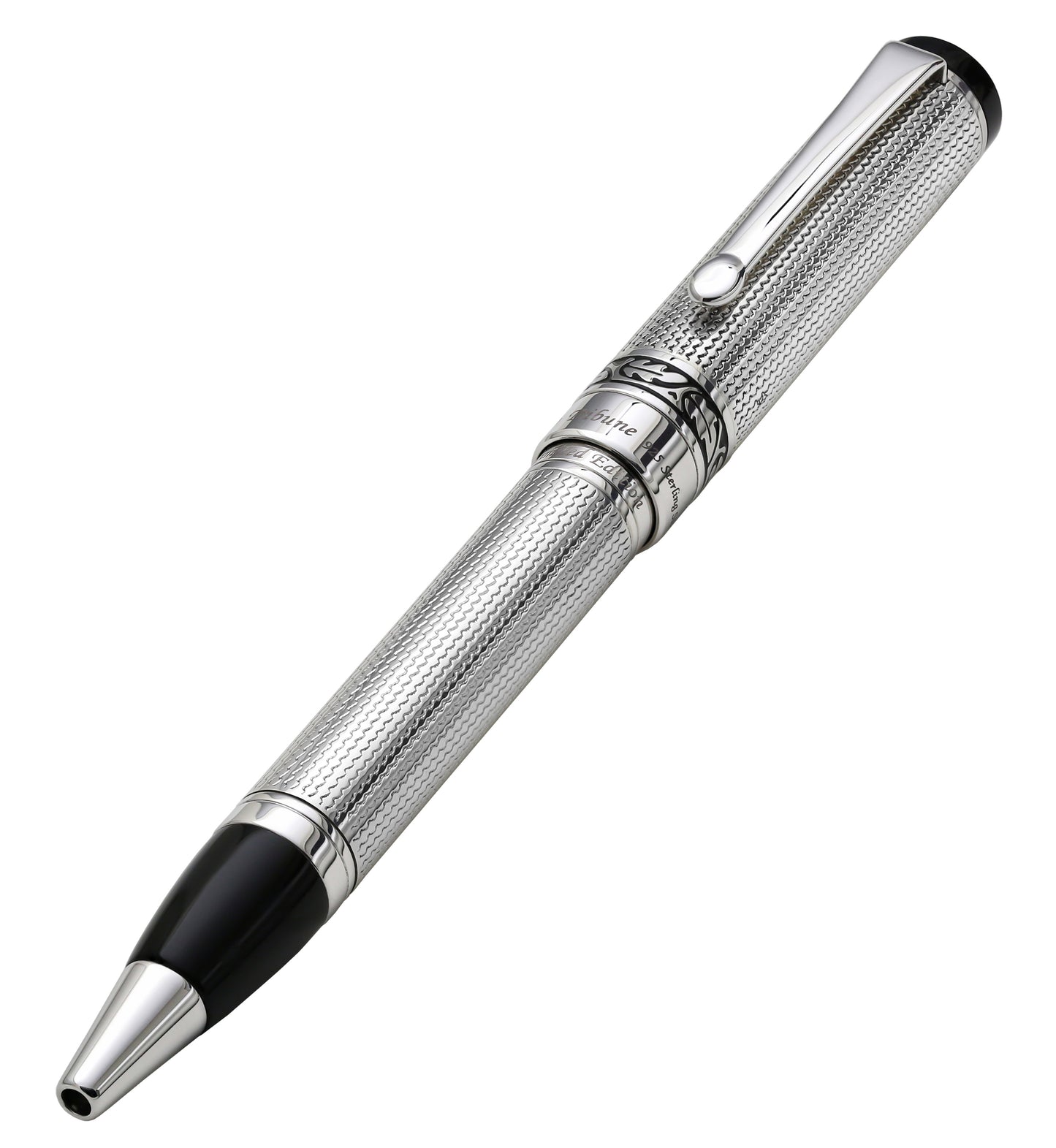 Xezo - Angled 3D view of the front of the Tribune 925 SS BP ballpoint pen