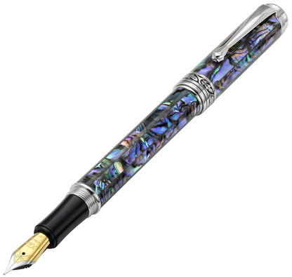Xezo - Maestro Sea Shell FP-2 fountain pen, uncapped angled view