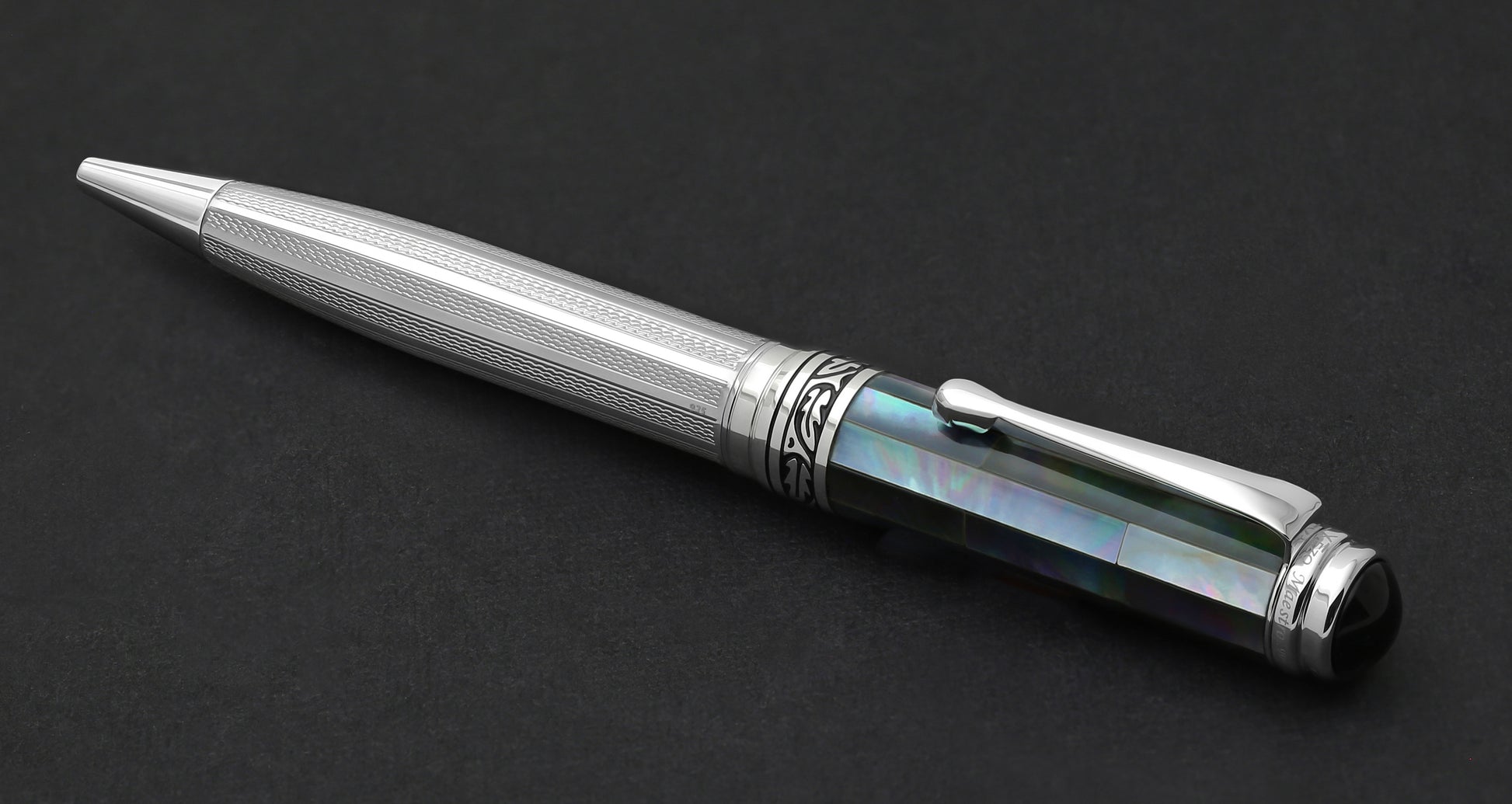 Xezo - Angled view of the back of Maestro 925 BL MOP B ballpoint pen