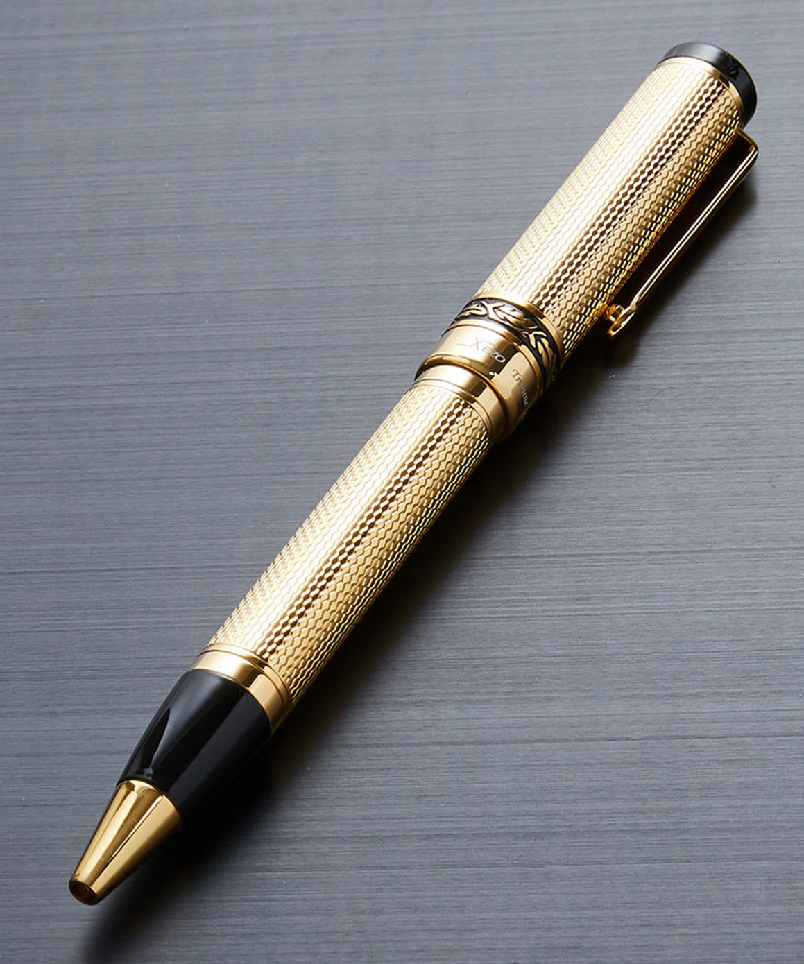 Xezo Tribune 18K Gold B Tribune Diamond-Cut Engraved Brass