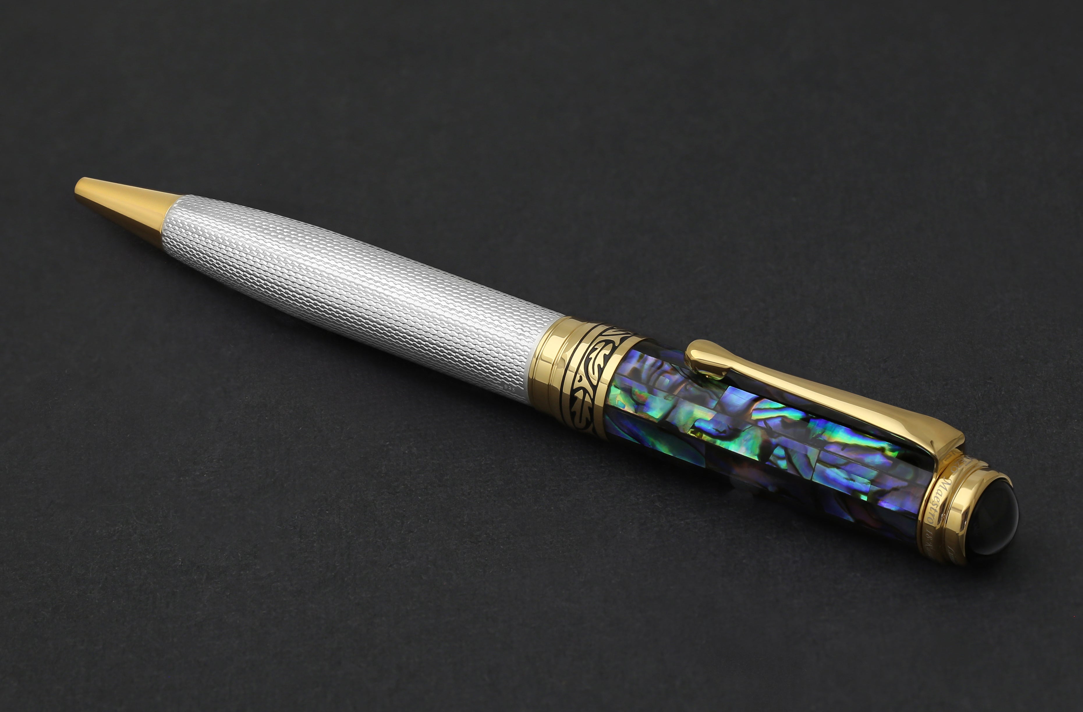 Xezo | Maestro 925 Sea Shell B | Maestro® 925 Sterling Silver Ballpoint Pen  - Paua Abalone Cap