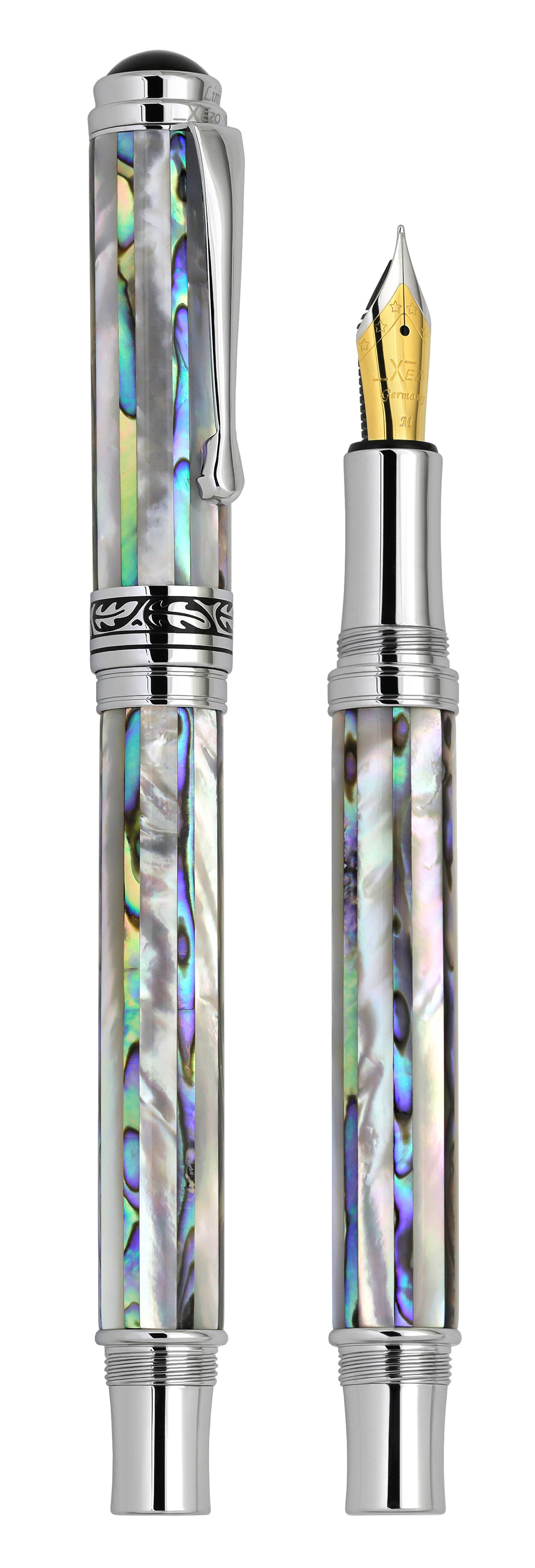 Vertical View of Maestro Jubilee MOP Abalone Fountain Pen