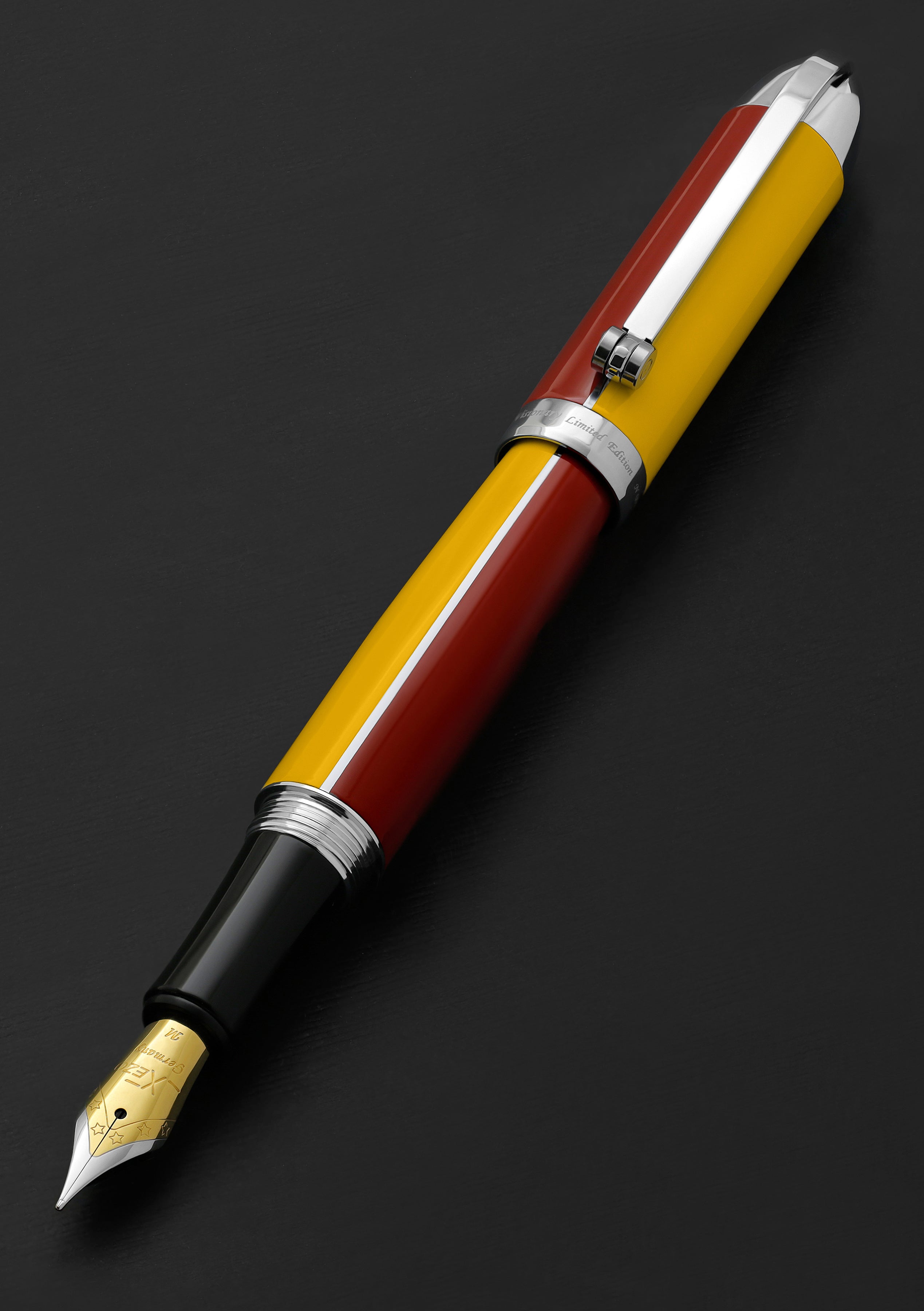 Visionary® Brass & Aluminum Enameled Fountain Pen (Medium Nib) - Aspen Gold  / Red