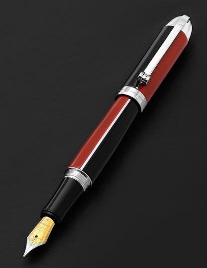 Xezo - Overview of the front of the Visionary Red/Black FM fountain pen