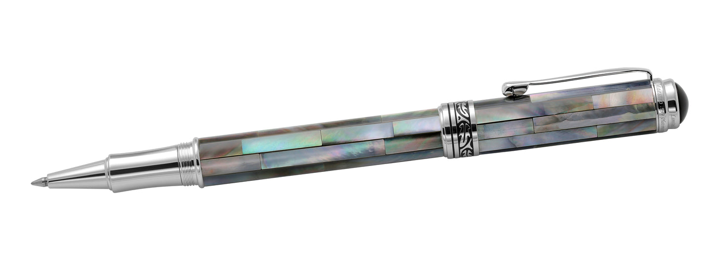 Xezo - Side view of the Maestro Black Mother of Pearl RBP-2 rollerball pen