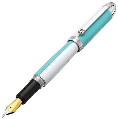 Xezo - Angled 3D view of the Visionary Sky Blue/White FM fountain pen