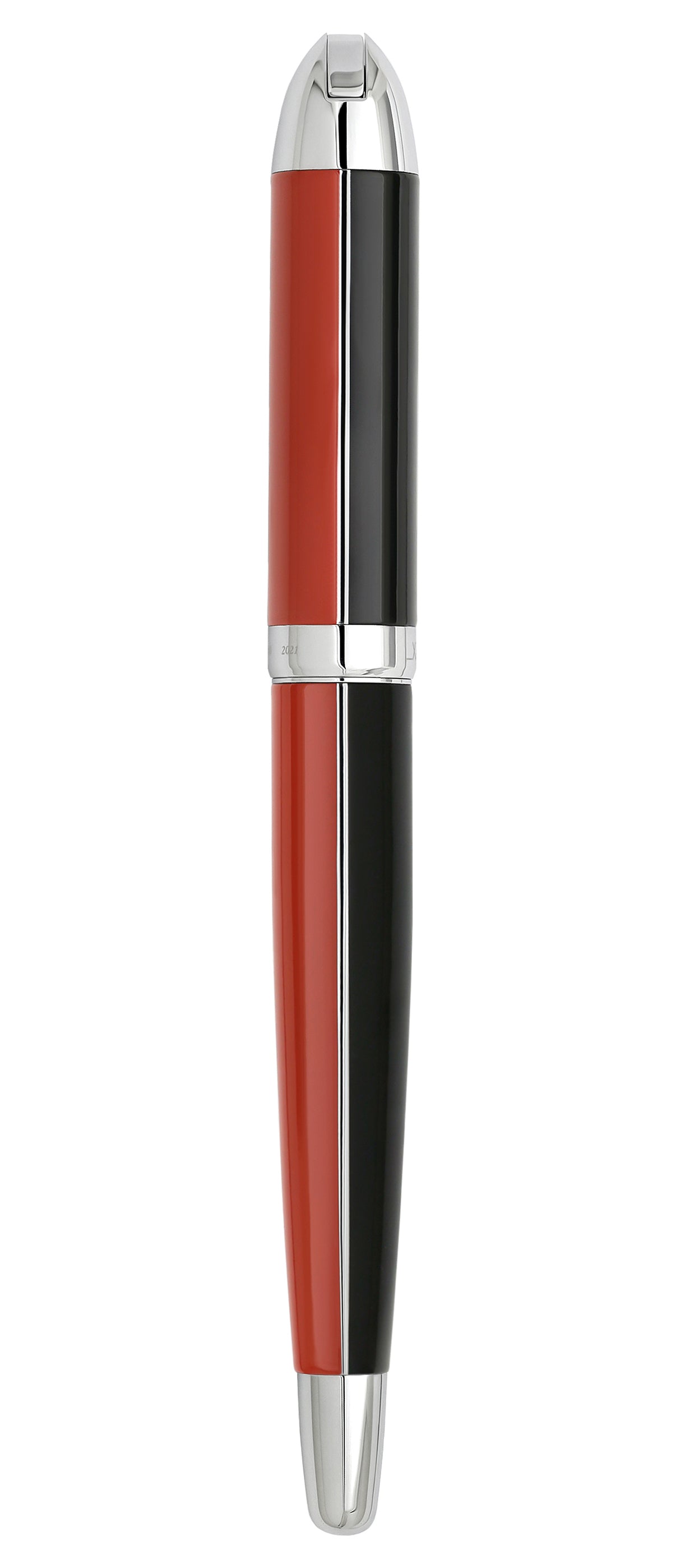 Xezo - Overview of the back of a capped Visionary Red/Black FM fountain pen