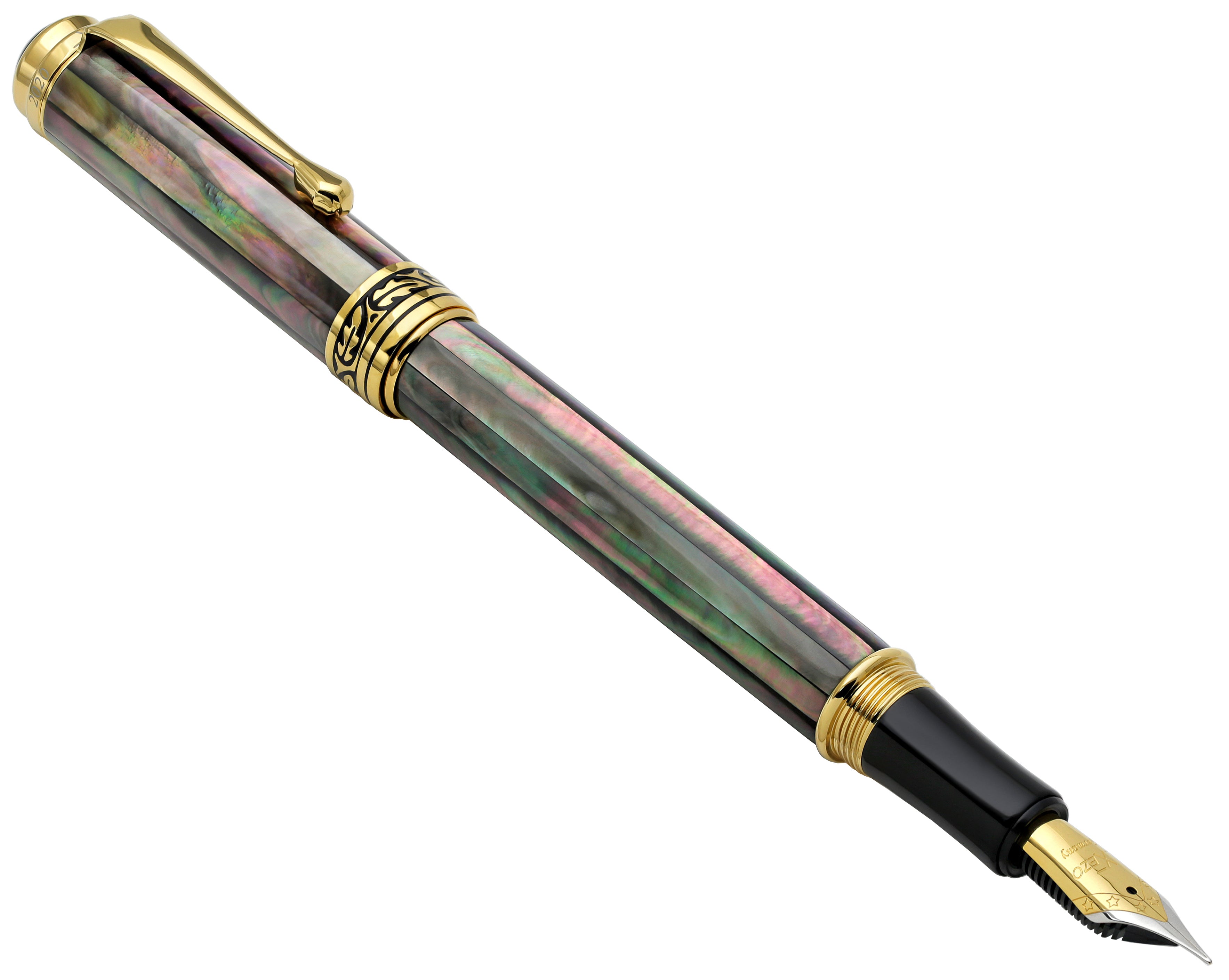 Maestro® 18K Gold Plated Fountain Pen (Medium Nib) - Tahitian Black Mother  of Pearl