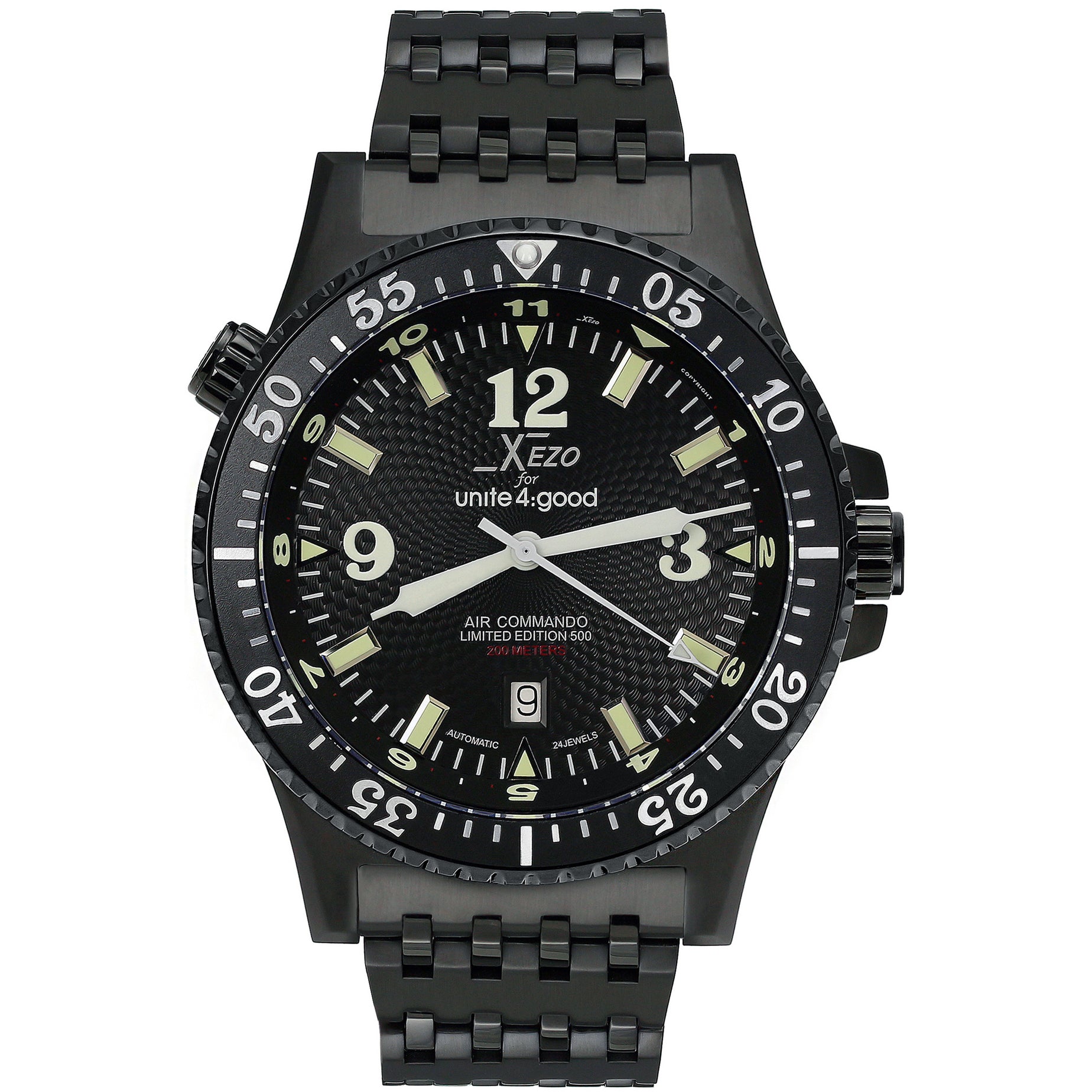 Xezo - Front view of the Air Commando D45-BL watch