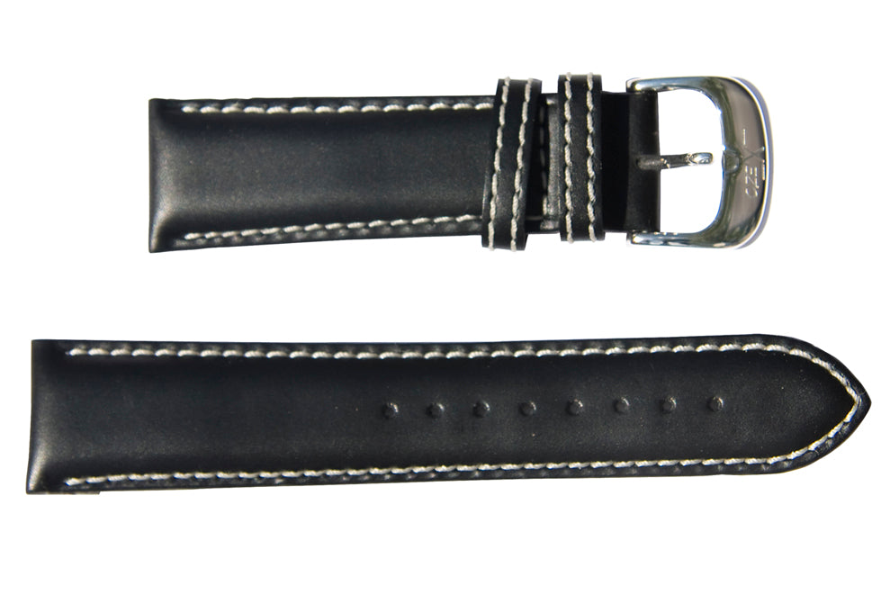 Xezo - Black Calfskin Leather Band for Watches - 22 mm