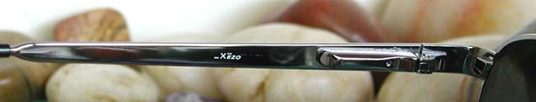 Xezo - Left temple of a pair of Airman 3400 sunglasses from inside with Xezo logo print