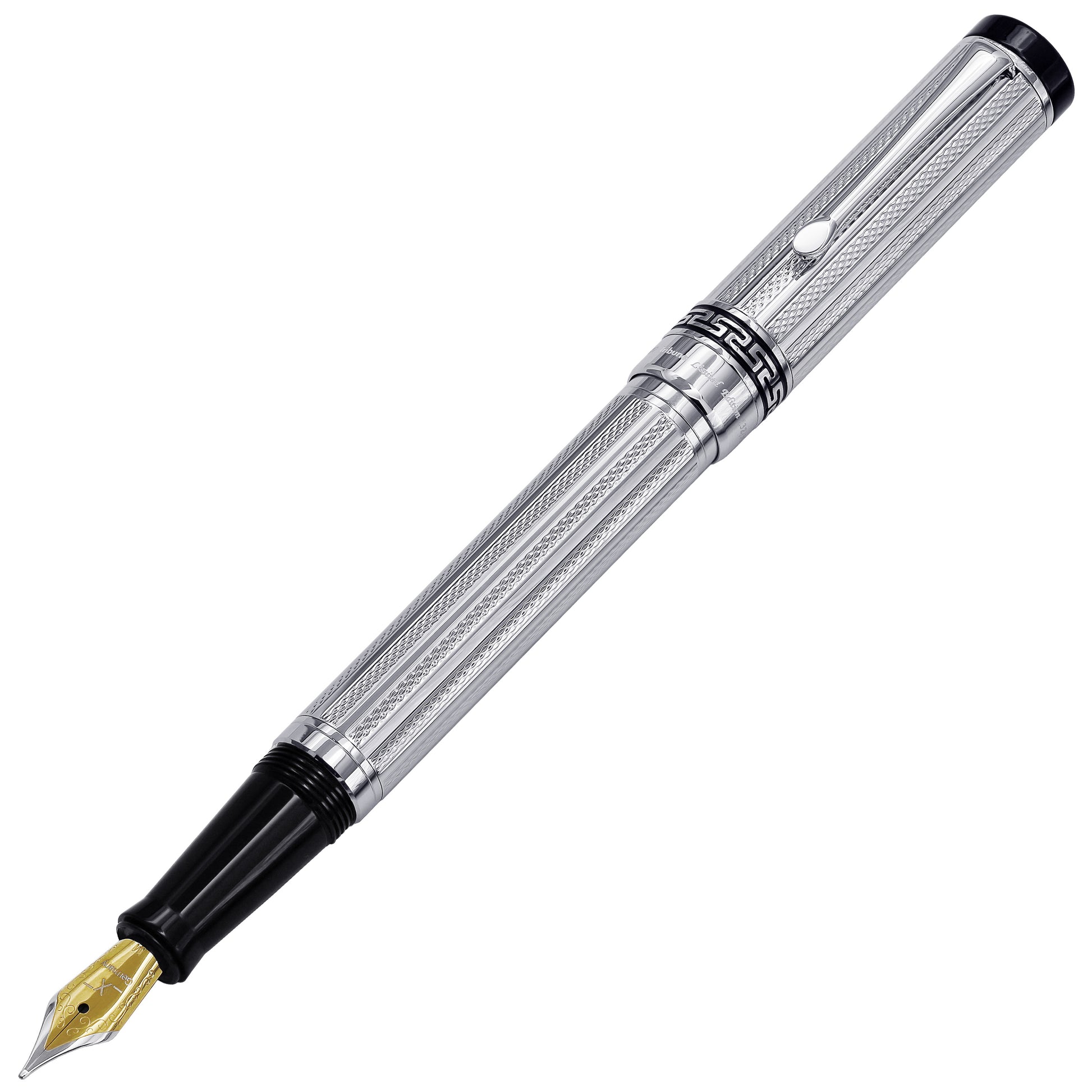 Xezo - Angled front view of the  Tribune Platinum F fountain pen