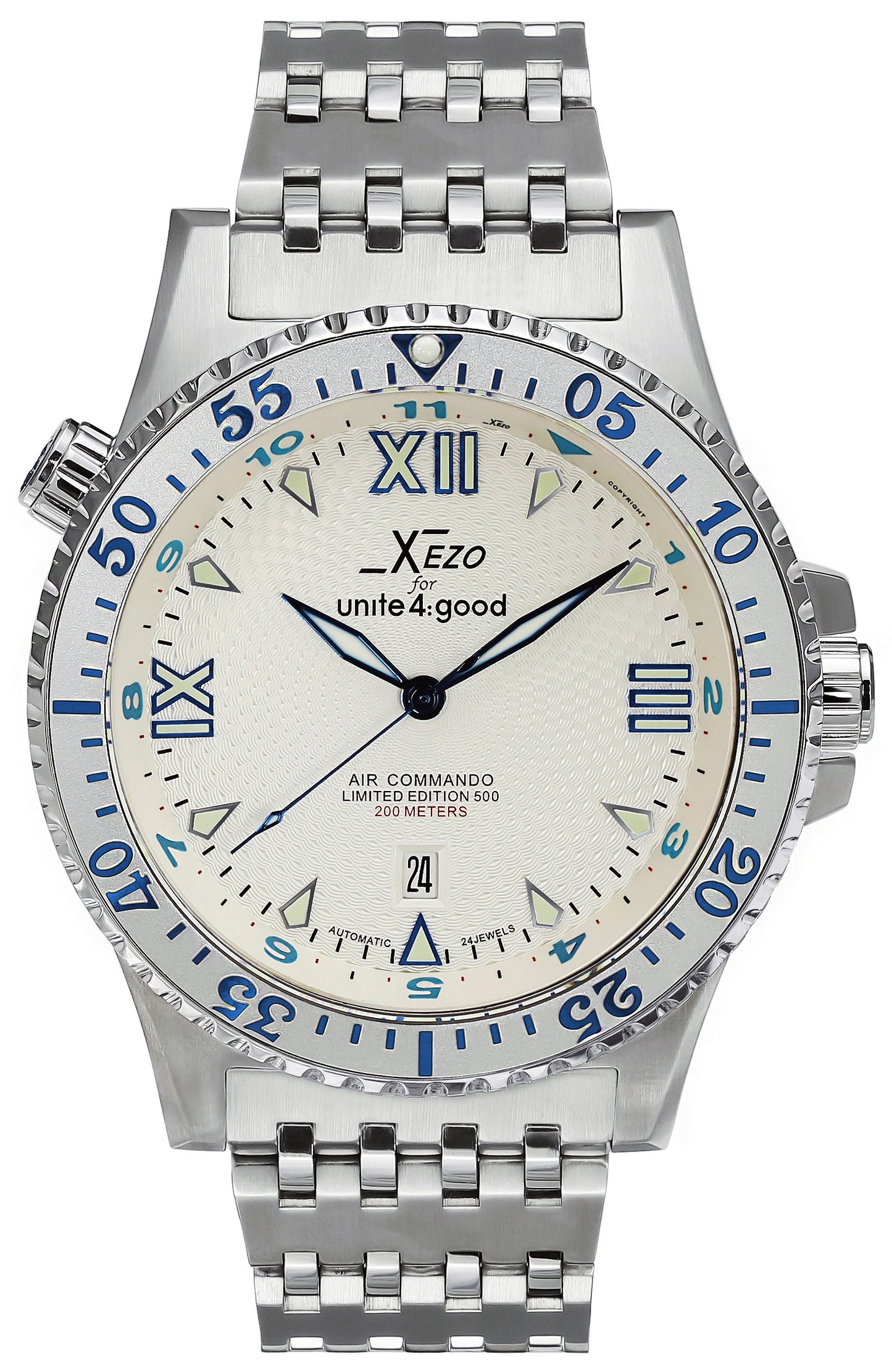 Xezo - Front view of the Air Commando D45-SS watch
