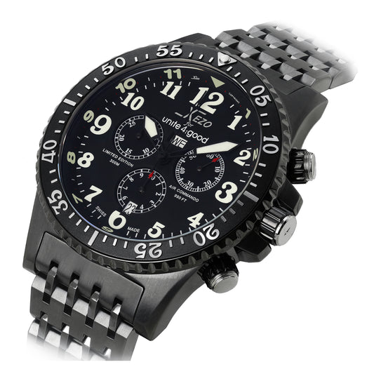 Xezo - Angled view of the front of the Air Commando D45-B watch