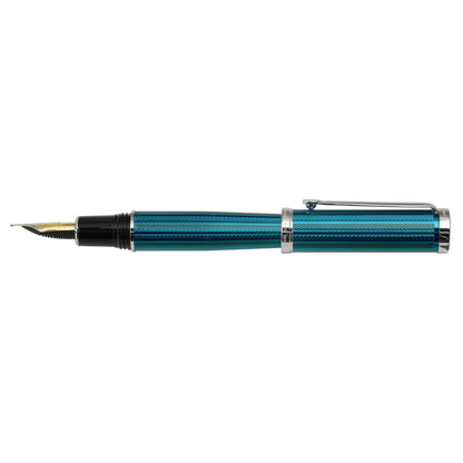 Xezo - Side view of the Architect Azure Blue FM fountain pen