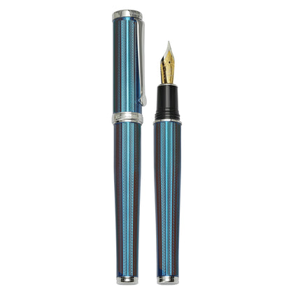 Xezo - Comparison between capped and uncapped Architect Azure Blue FM fountain pens