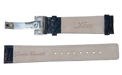 Xezo - Back side of the Black Crocodile Leather Band for Watches - 20 mm