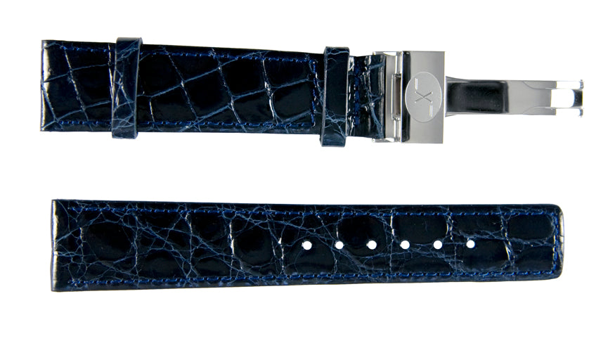Xezo - Blue Crocodile Leather Band for Watches - 20 mm