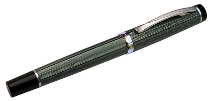 Xezo - Angled side view of the capped Incognito Zinc F-2 fountain pen