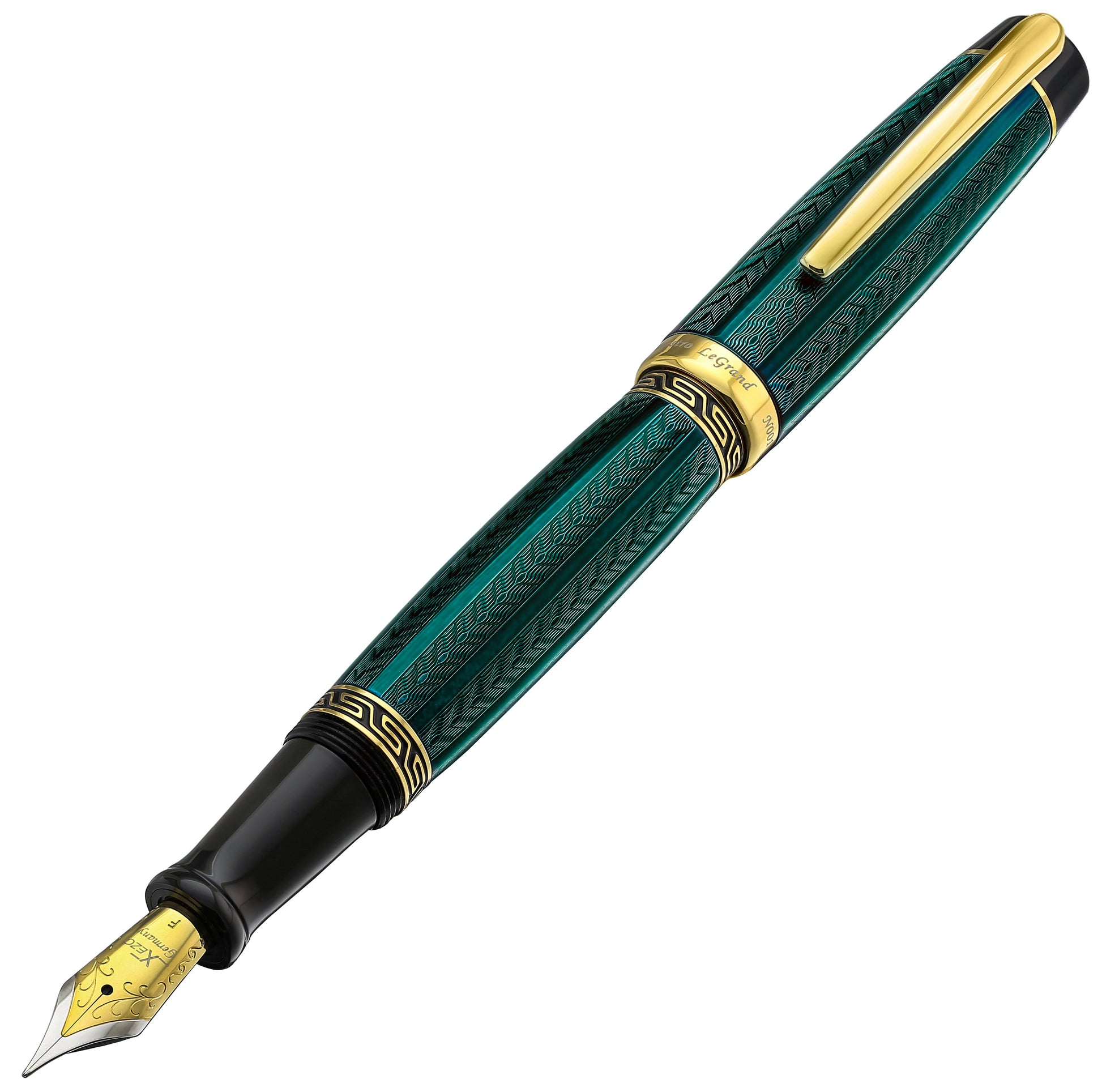 Xezo - Angled view of the front of the Maestro LeGrand Dioptase F fountain pen