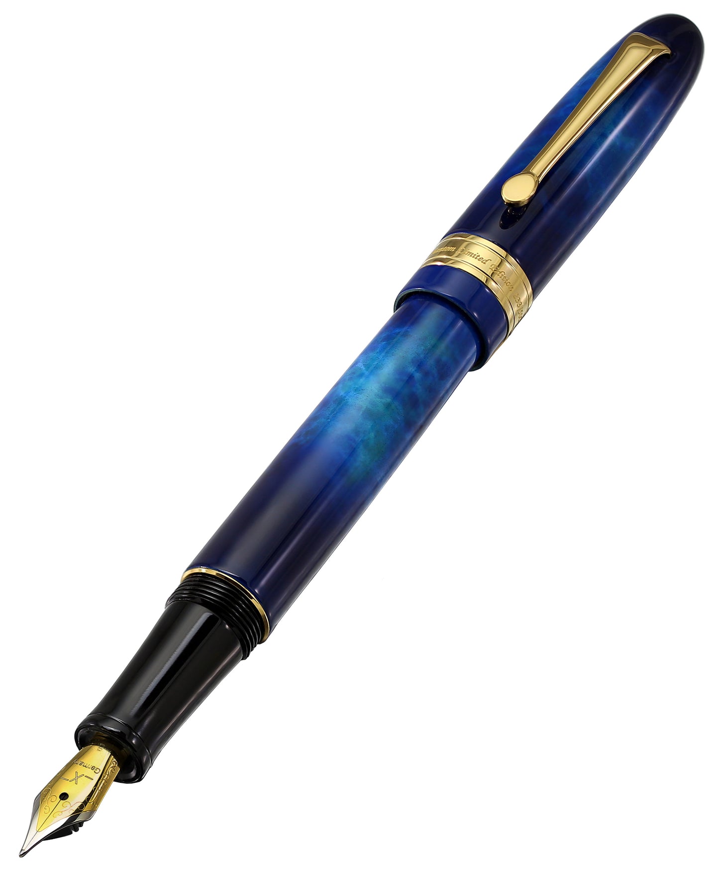 Xezo - Angled 3D view of the front of the Phantom Stardust FM fountain pen