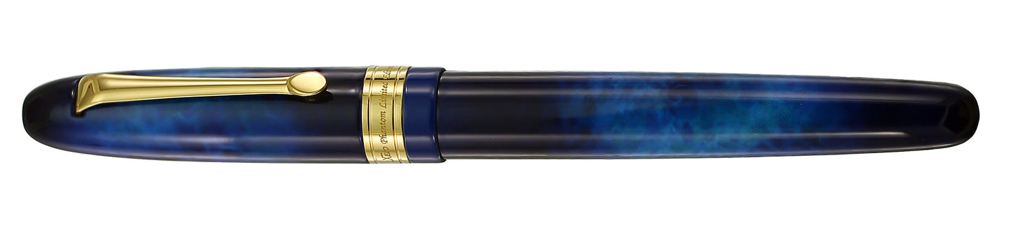 Xezo - 3/4 view of a capped Phantom Stardust FM fountain pen