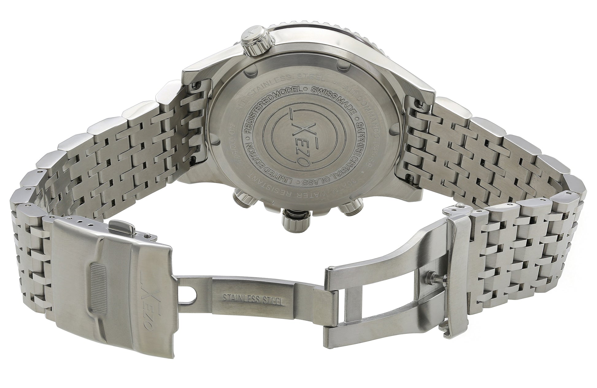 Xezo - Overview of the back of the Air Commando D45-SB watch