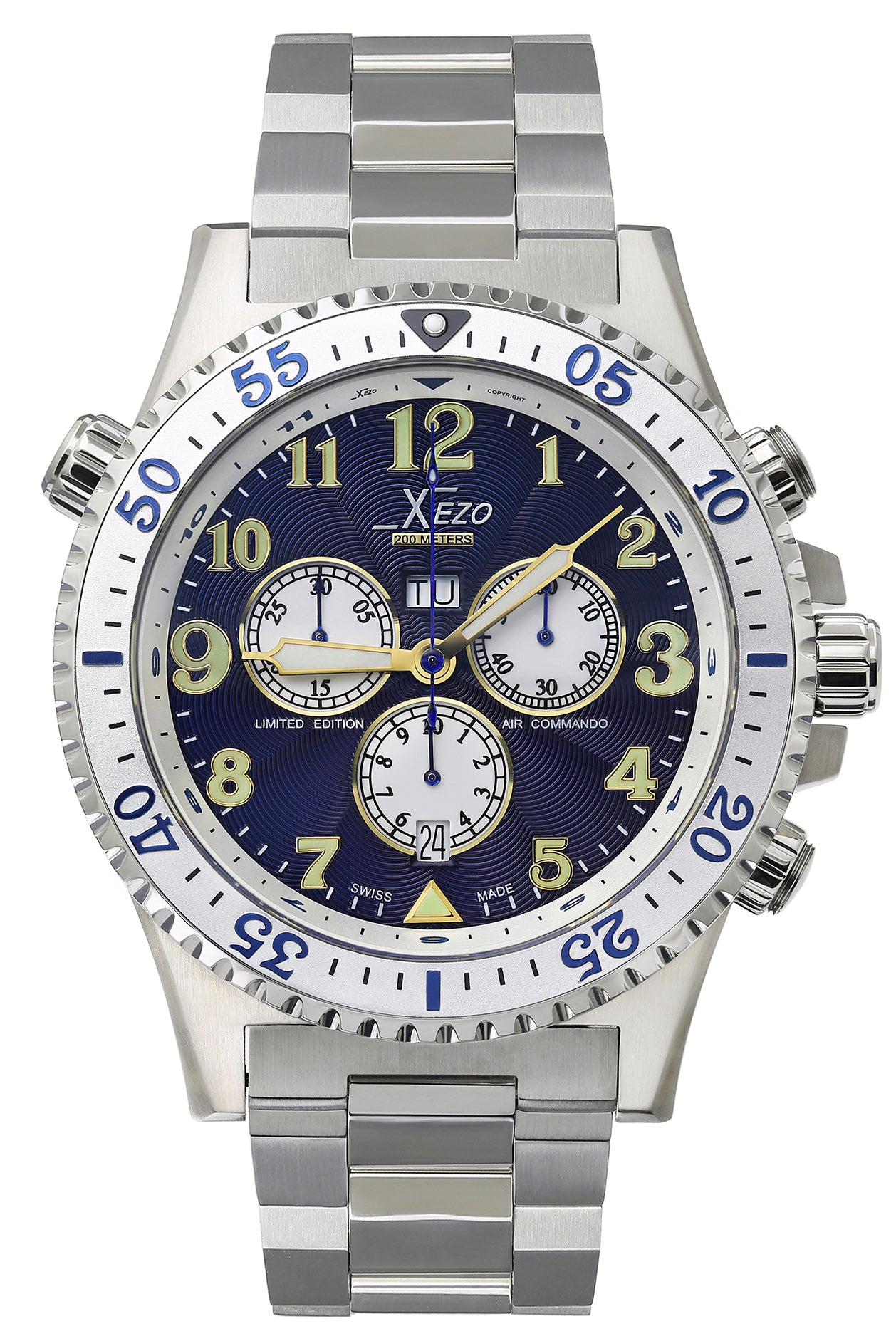 Xezo - Front view of the Air Commando D45-BUR watch