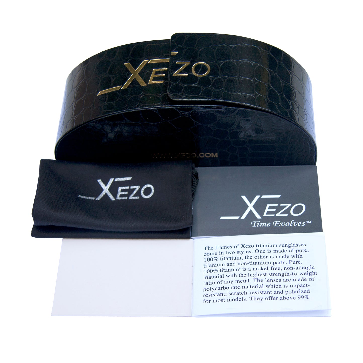 Xezo - Black gift box, black bag, and certificate of the Airman 2002 B sunglasses
