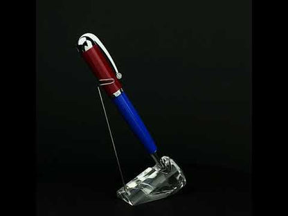 Xezo - A video of the Visionary Red/Blue B ballpoint pen standing on a turning pen stand