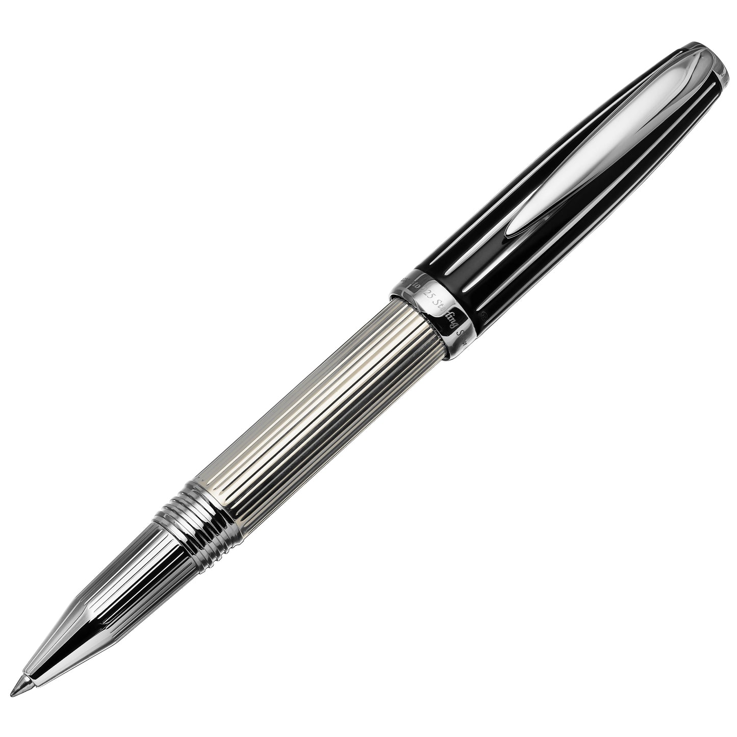 Xezo - Front view of the Incognito 925 Sterling Silver R rollerball pen