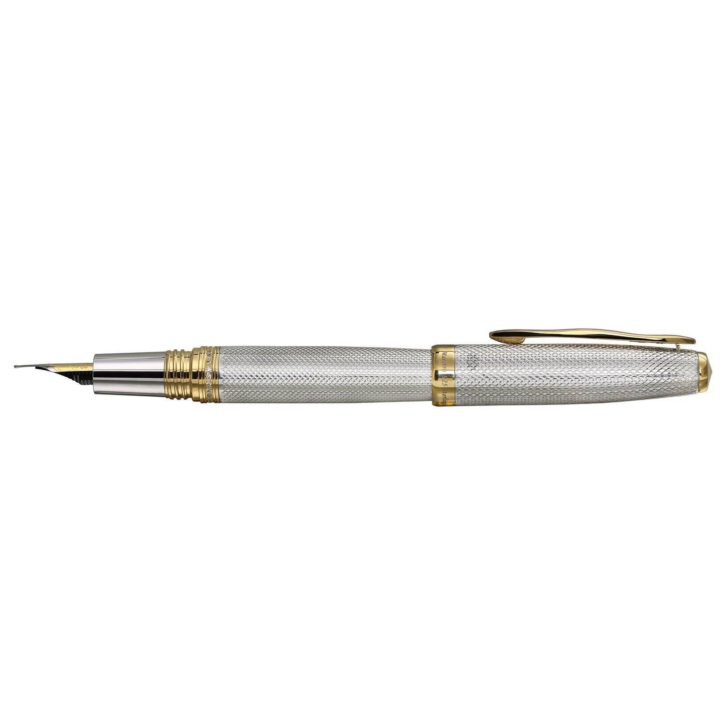 Xezo - Side view of the Maestro 925 Sterling Silver F-1 fountain pen