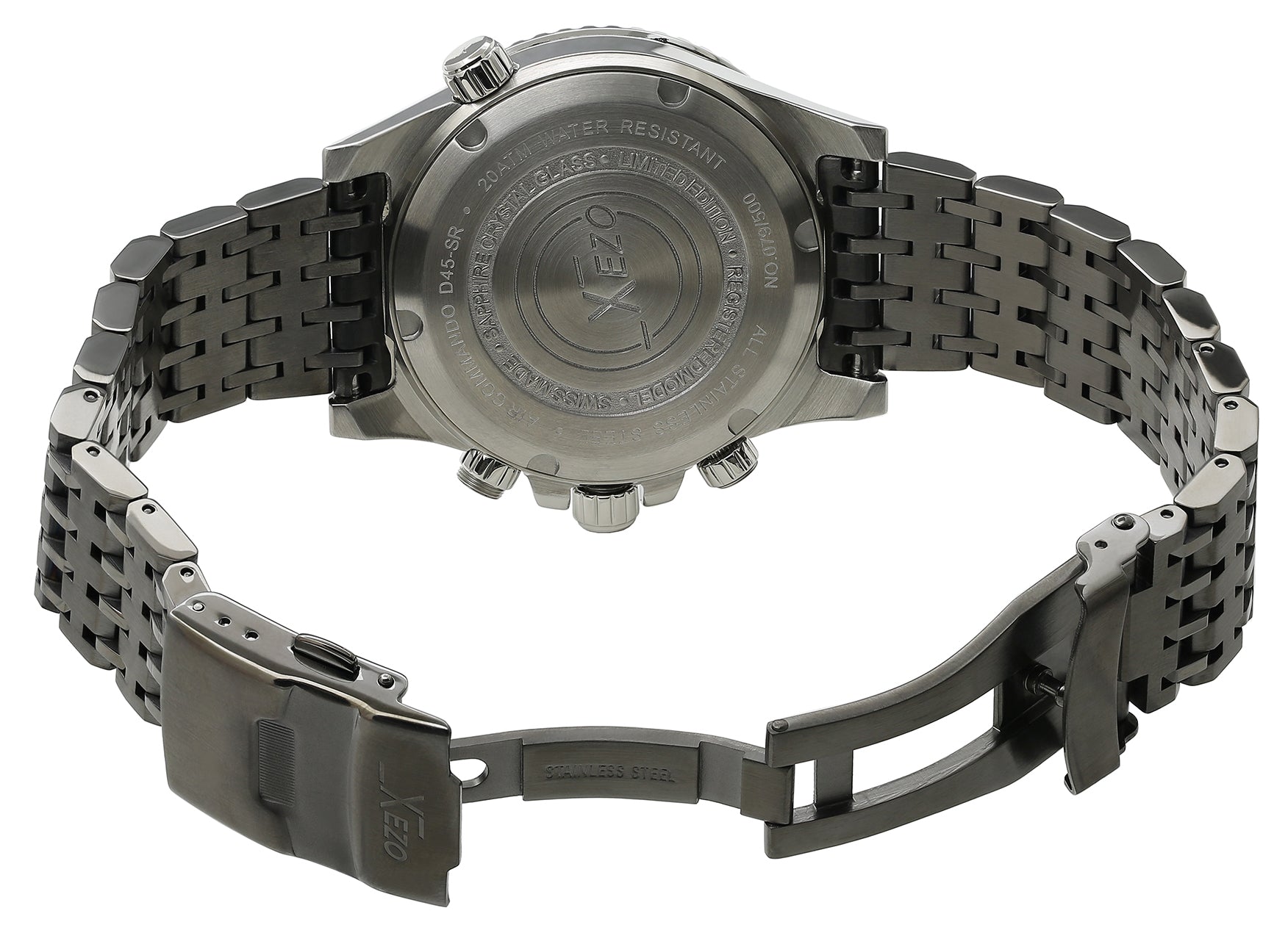 Xezo - Overview of the back of the Air Commando D45-SR watch