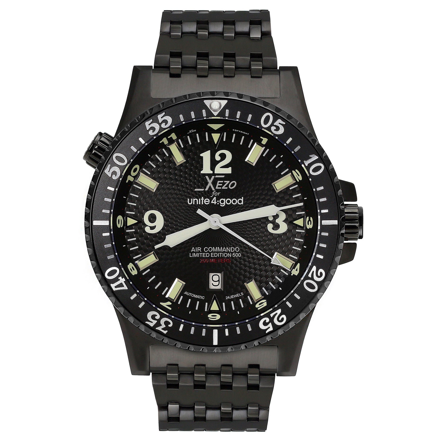 Xezo - Front view of the Air Commando D45-BL watch
