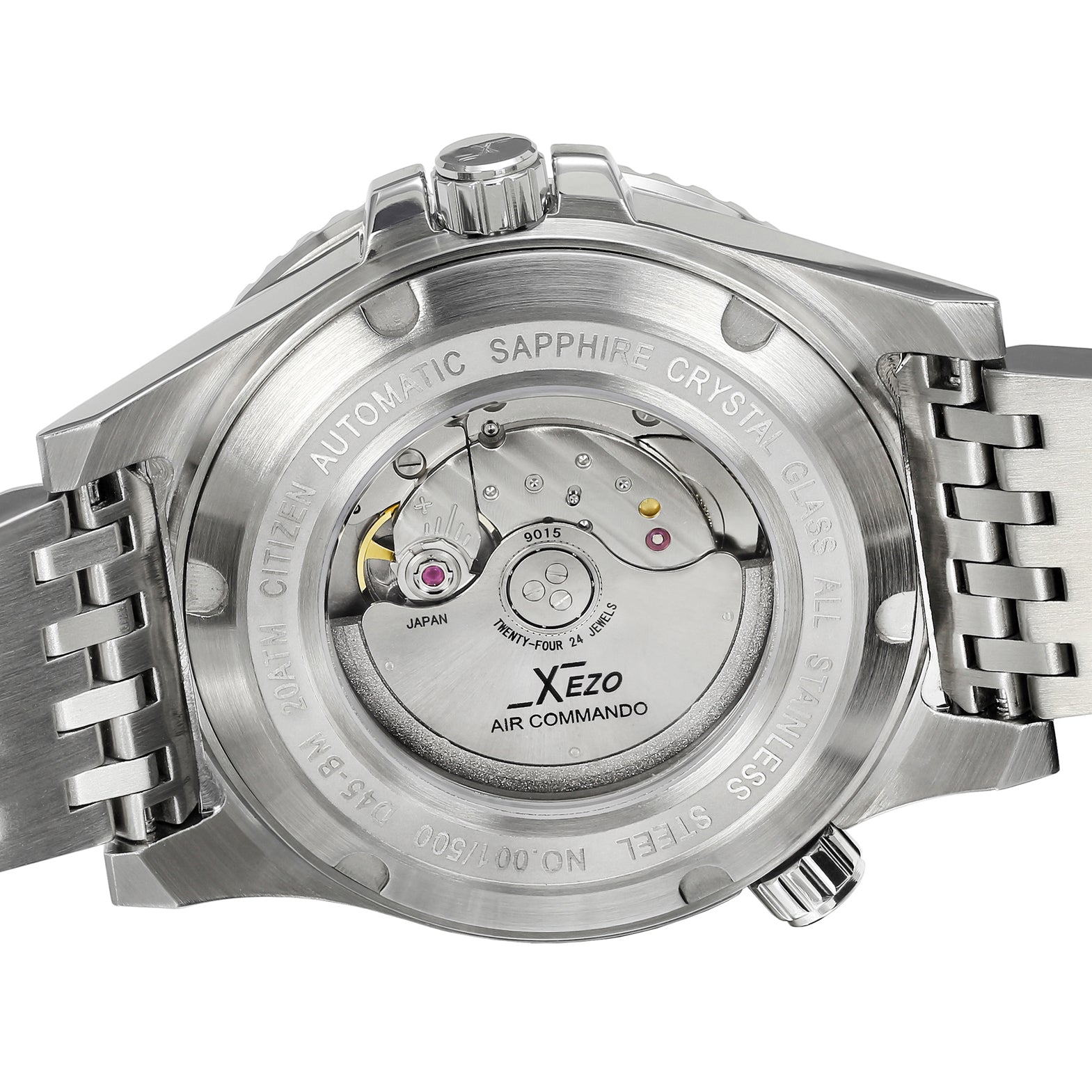 Xezo - Case back of the Air Commando D45-BM watch