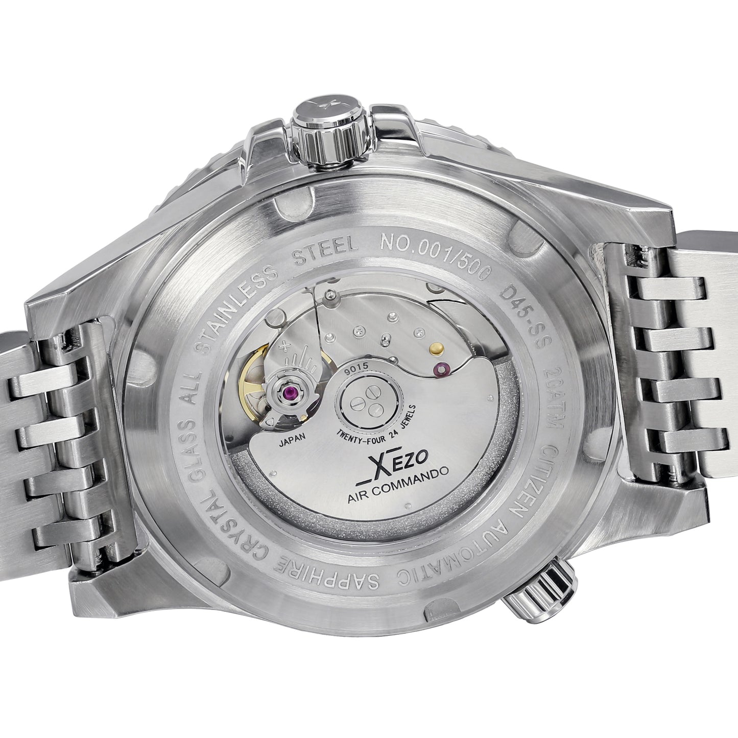 Xezo - Back case of the Air Commando D45-SS watch