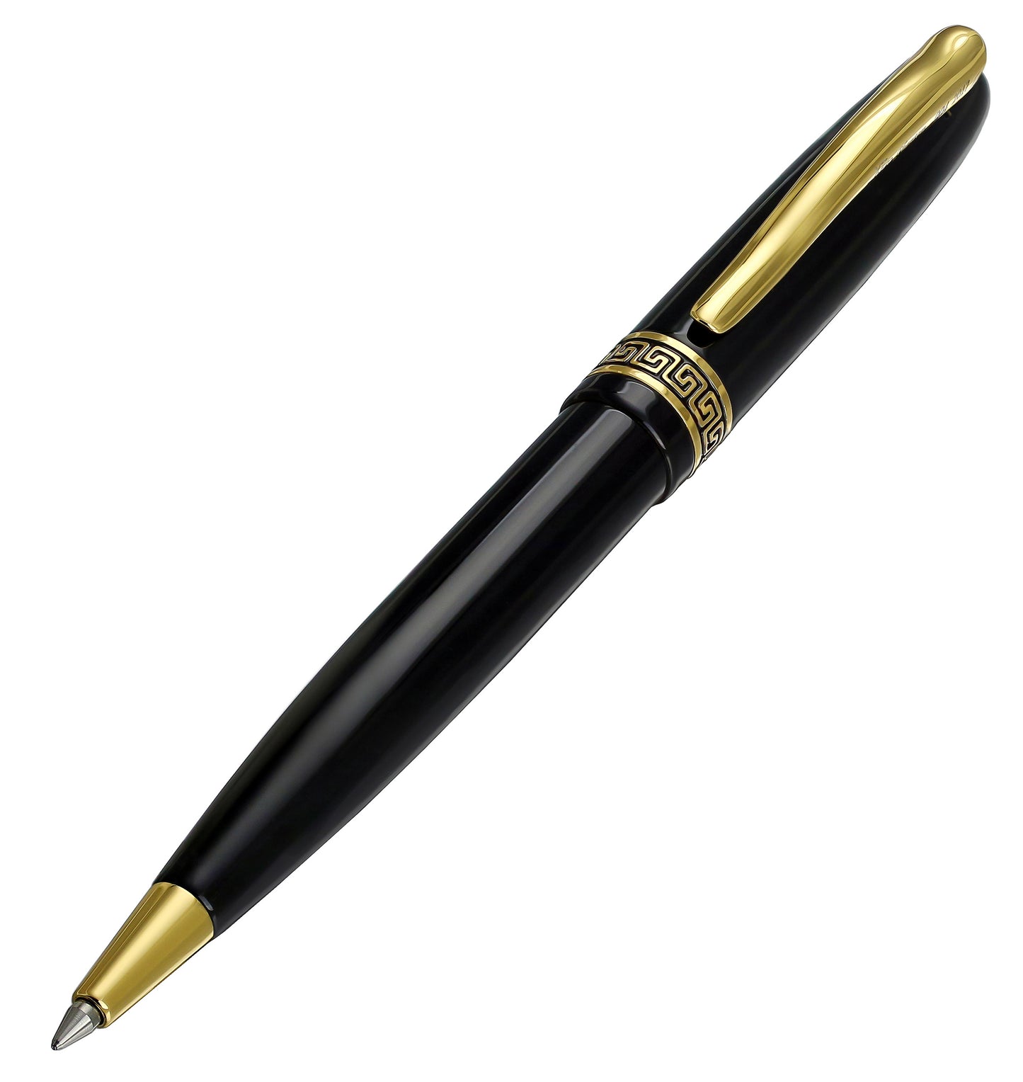 Xezo - Angled 3D view of the front of the Phantom Classic Black B ballpoint pen