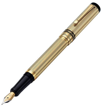Xezo - Angled 3D view of the front of the Tribune Gold FM fountain pen