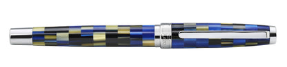 Xezo - Front view of a capped Urbanite Blue F fountain pen